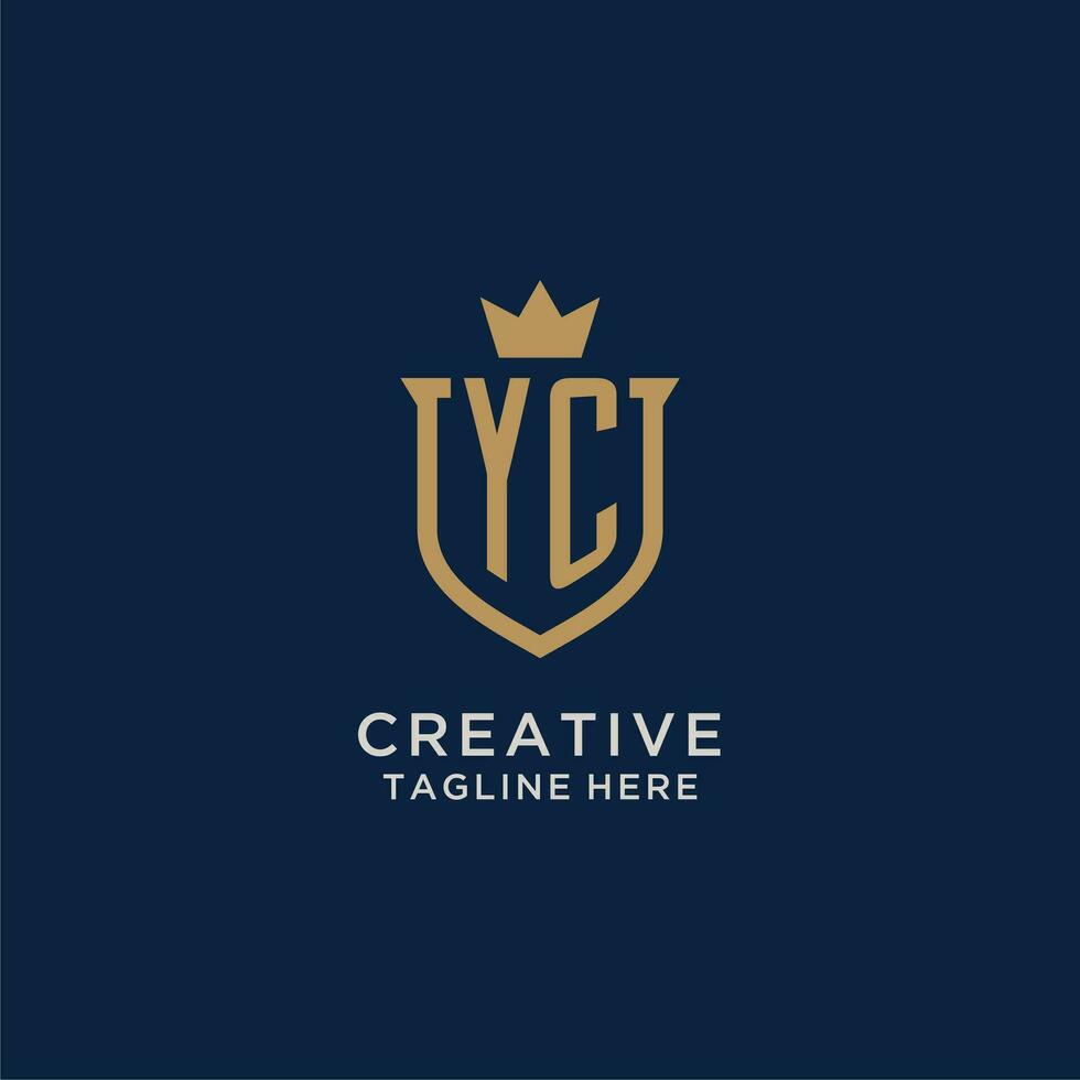 yc initiale bouclier couronne logo vecteur