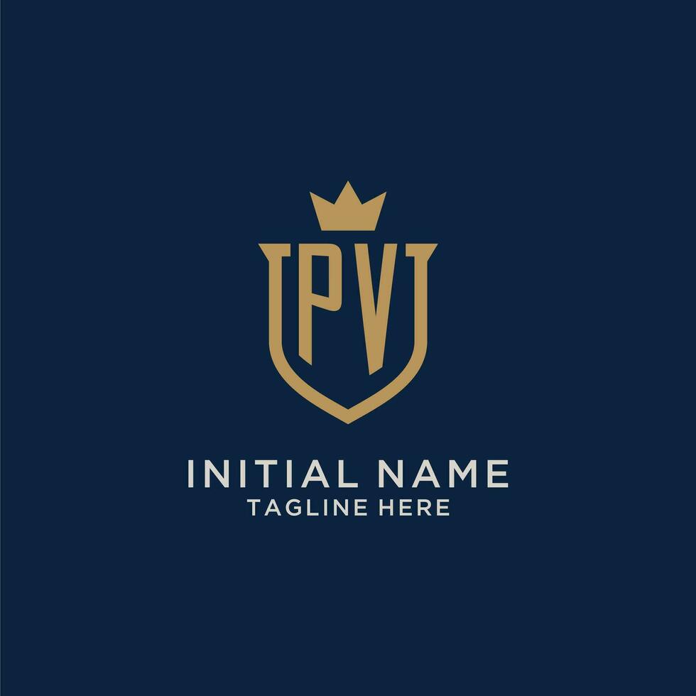 pv initiale bouclier couronne logo vecteur