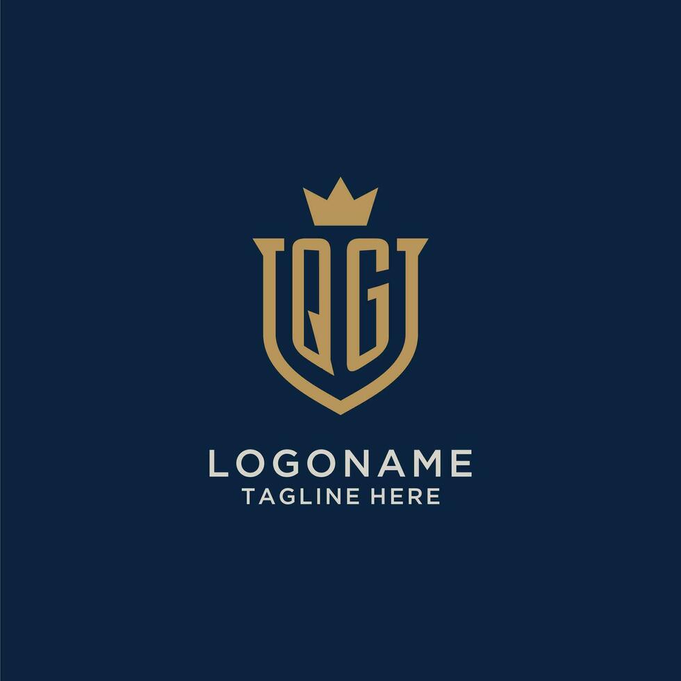 qg initiale bouclier couronne logo vecteur