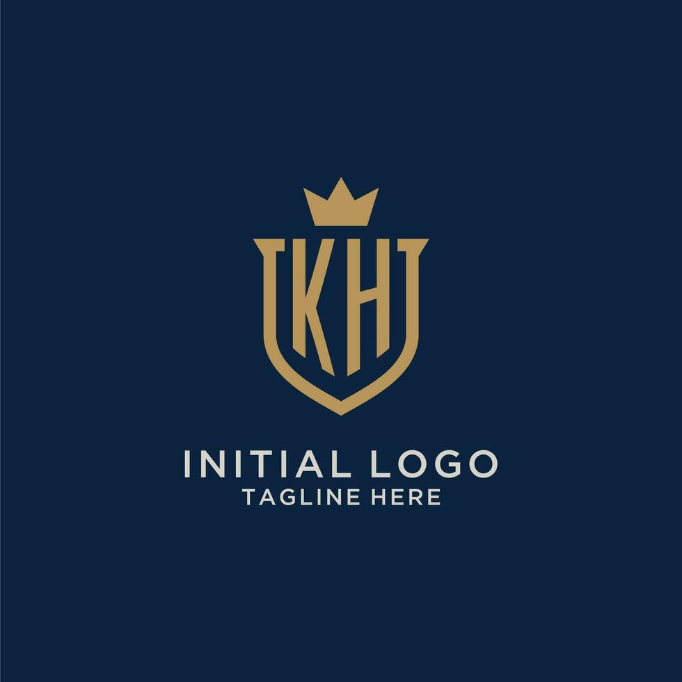 kh initiale bouclier couronne logo vecteur