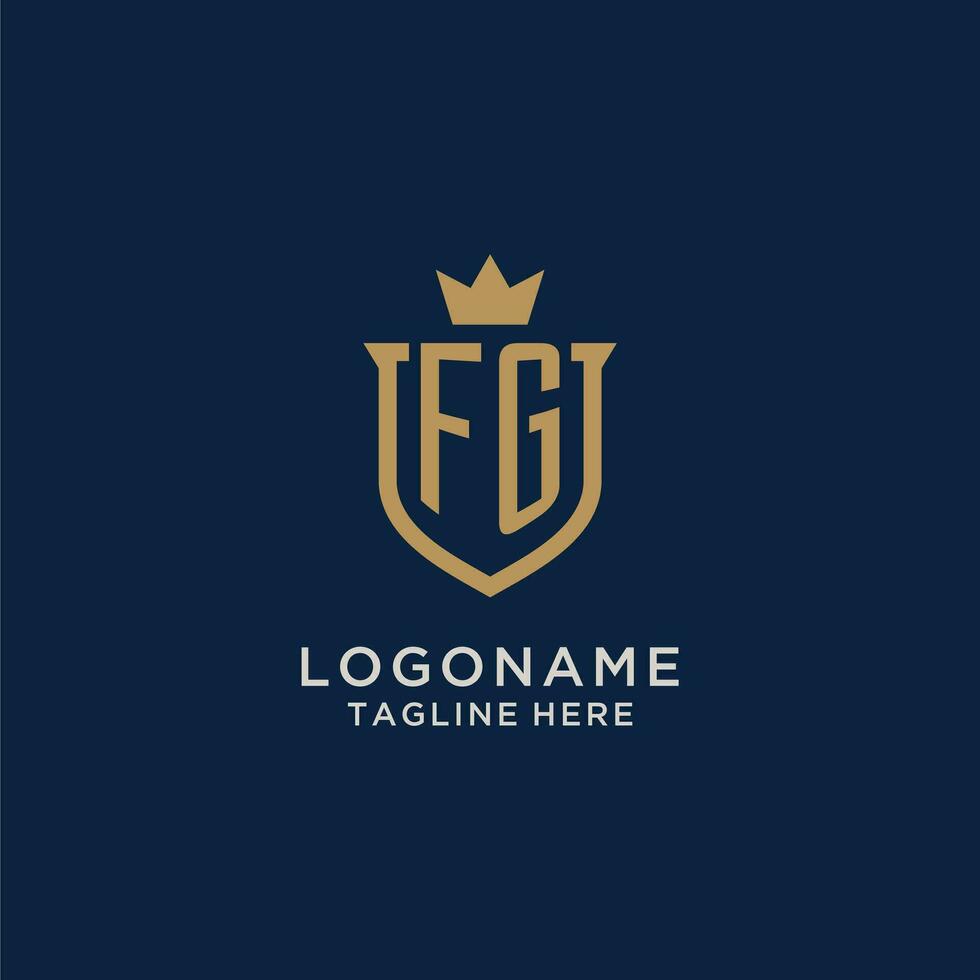 fg initiale bouclier couronne logo vecteur