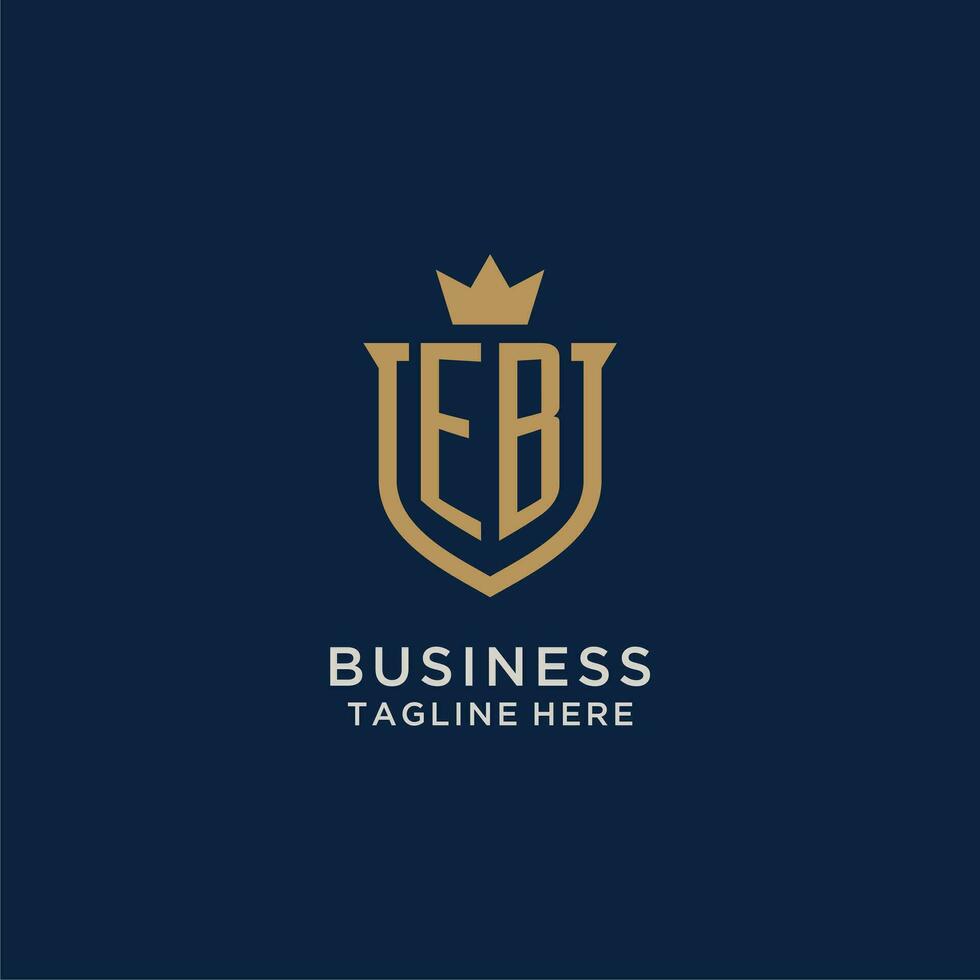 eb initiale bouclier couronne logo vecteur