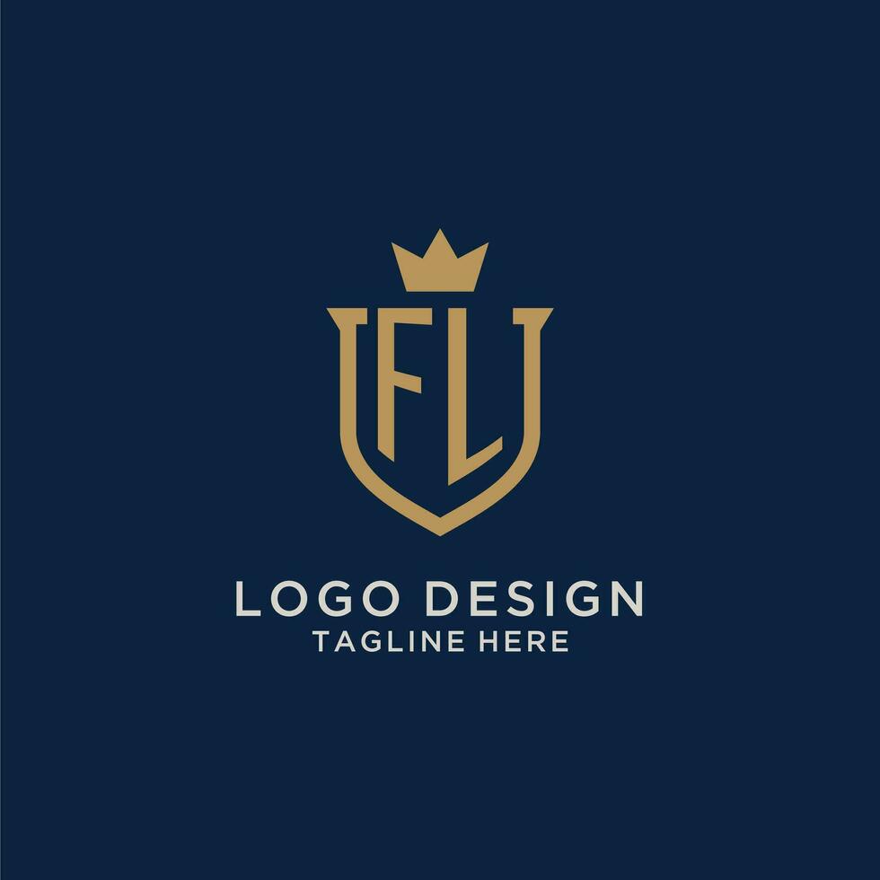 fl initiale bouclier couronne logo vecteur