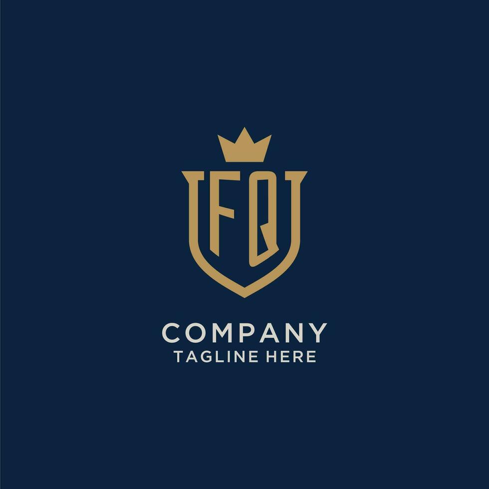 fq initiale bouclier couronne logo vecteur