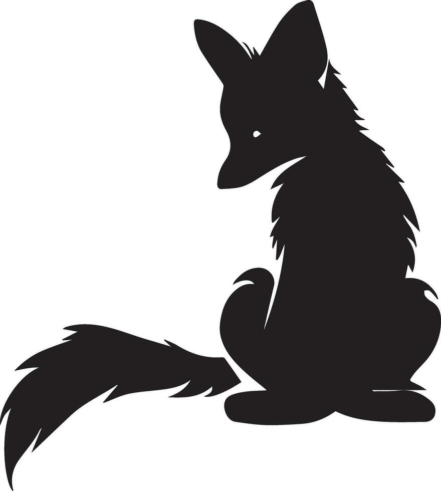 Renard lionceau vecteur silhouette illustration noir Couleur