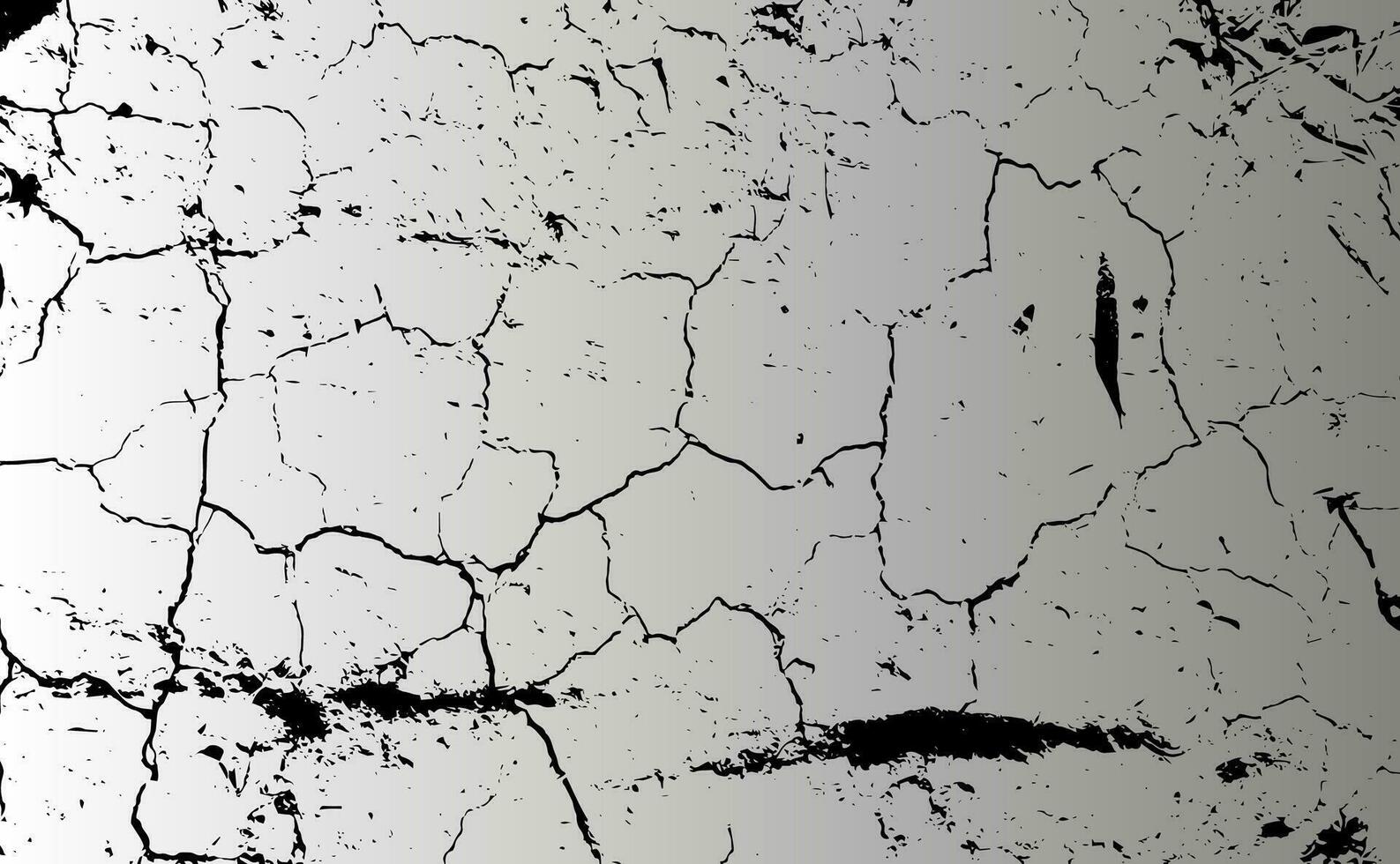 une noir et blanc photo de une fissuré mur, grunge texture avec pente arrière-plan, bruit, cassé, sombre, noir, abstrait, vecteur