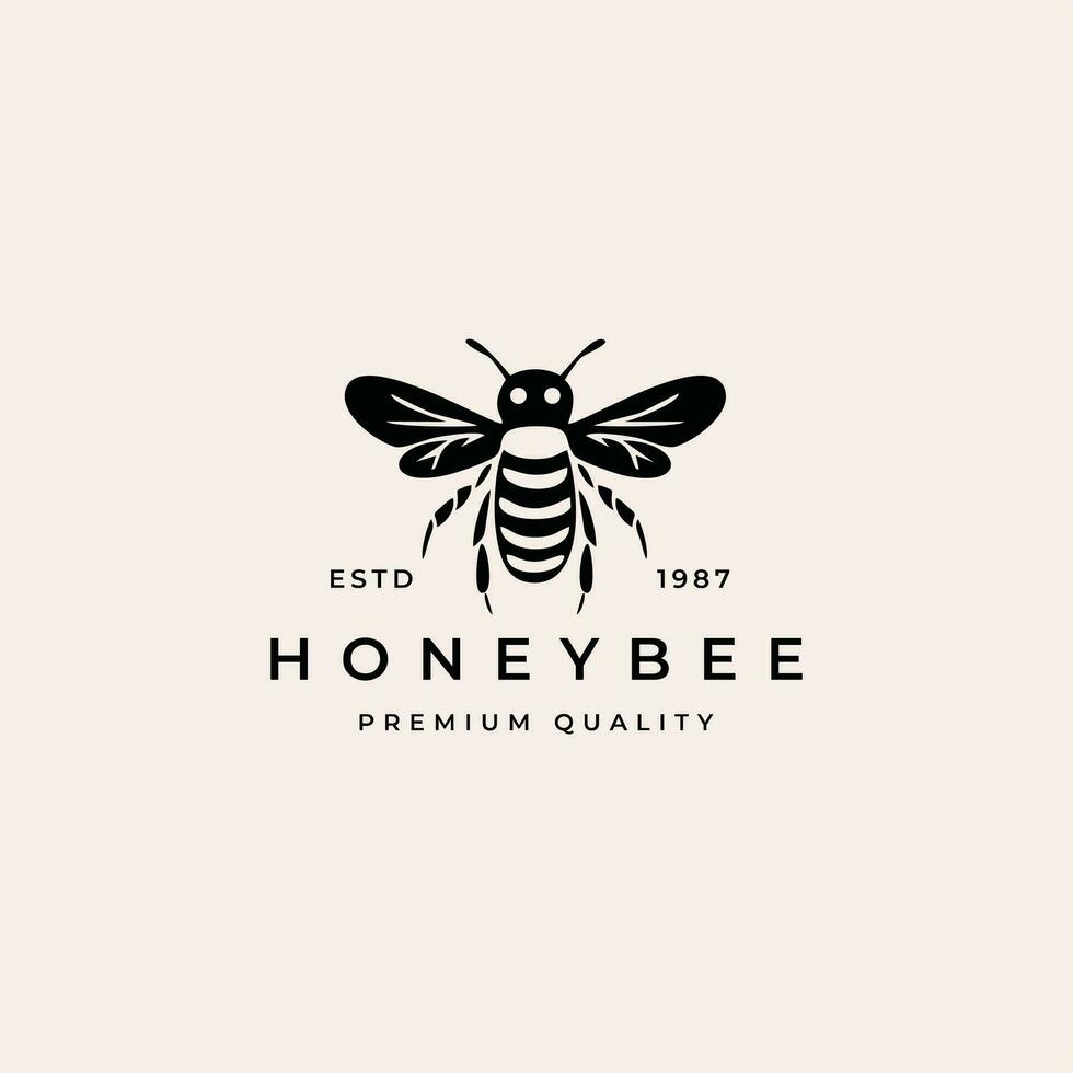 ancien mon chéri abeille animaux logo modèle illustration vecteur