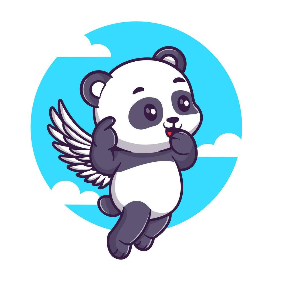 mignonne ange Panda en volant dessin animé vecteur icône illustration