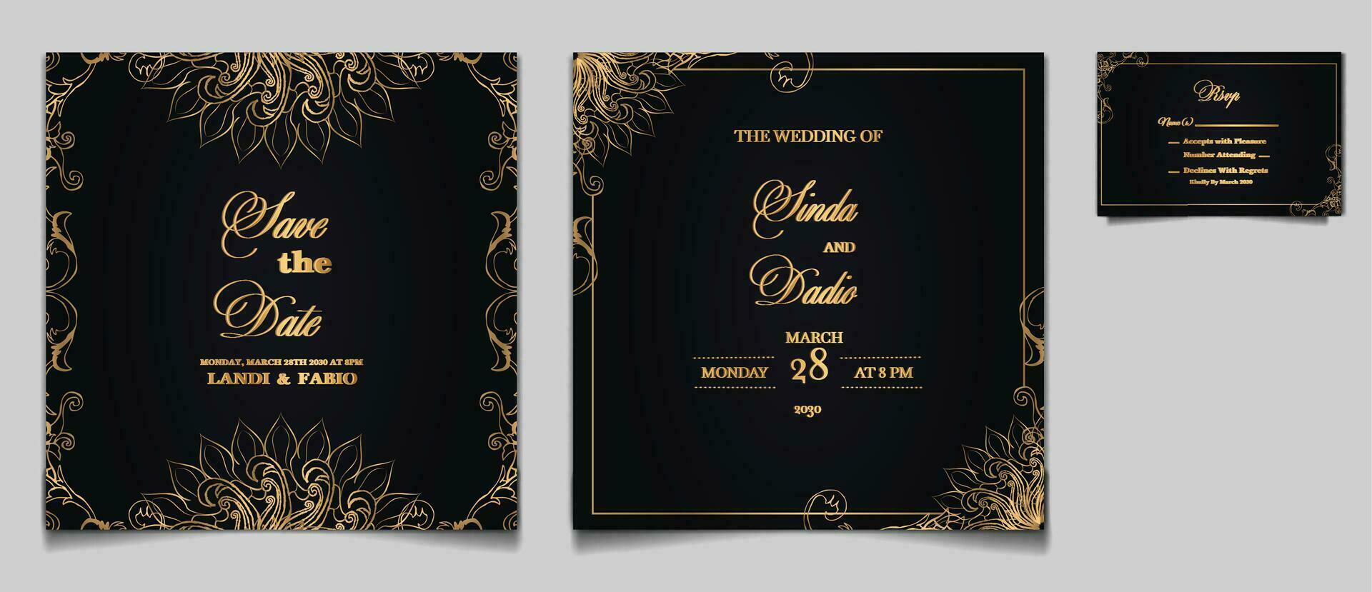 luxe élégant mariage invitation conception ensemble vecteur