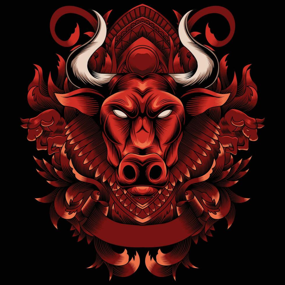 illustration vectorielle tête de taureau vecteur