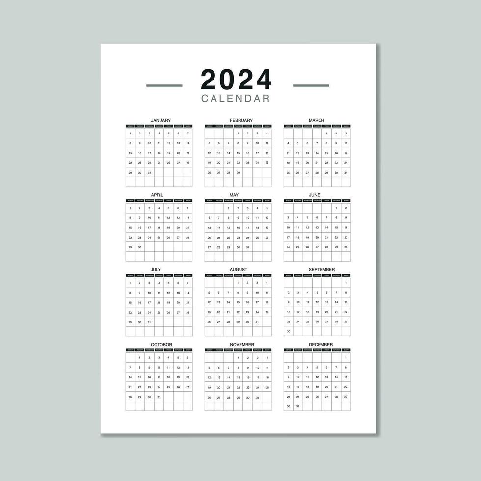 Conception De Calendrier Magnétique Vectoriel 2024