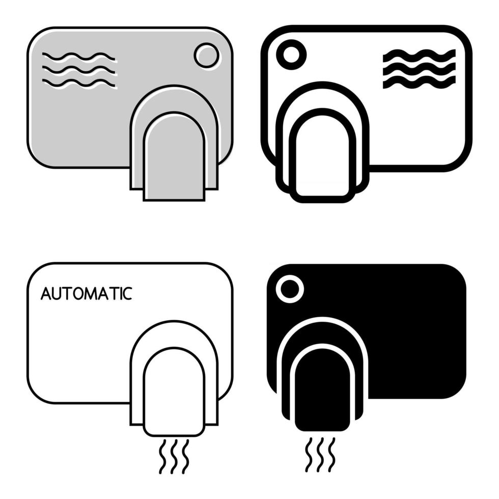 sèche-mains sans contact. se laver les mains concept de sécurité. machine automatique avec capteur. ensemble de sèche-mains muraux. icône de contour. glyphe. illustration vectorielle isolée vecteur