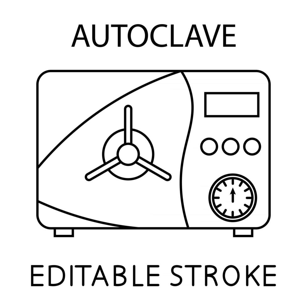 icône de l'autoclave. équipement de stérilisation professionnel, désinfection industrielle. surface stérile. machine autoclave pour la désinfection des instruments dentaires. stérilisation des dispositifs médicaux. vecteur