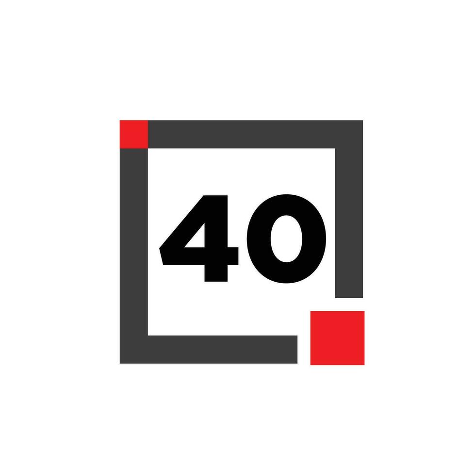 40 nombre avec carré icône. 40 point monogramme. vecteur