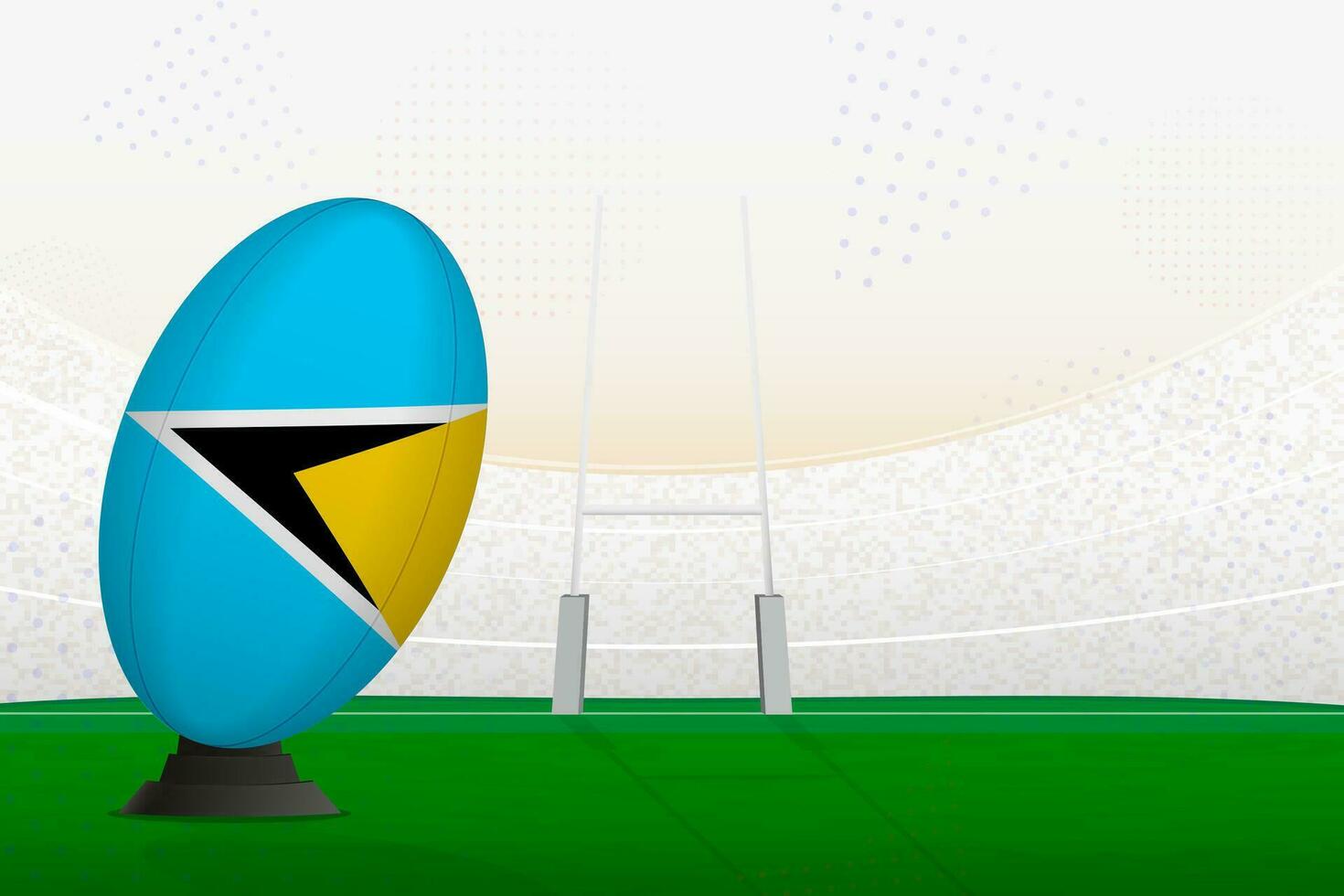 Saint lucia nationale équipe le rugby Balle sur le rugby stade et objectif des postes, en train de préparer pour une peine ou gratuit coup. vecteur