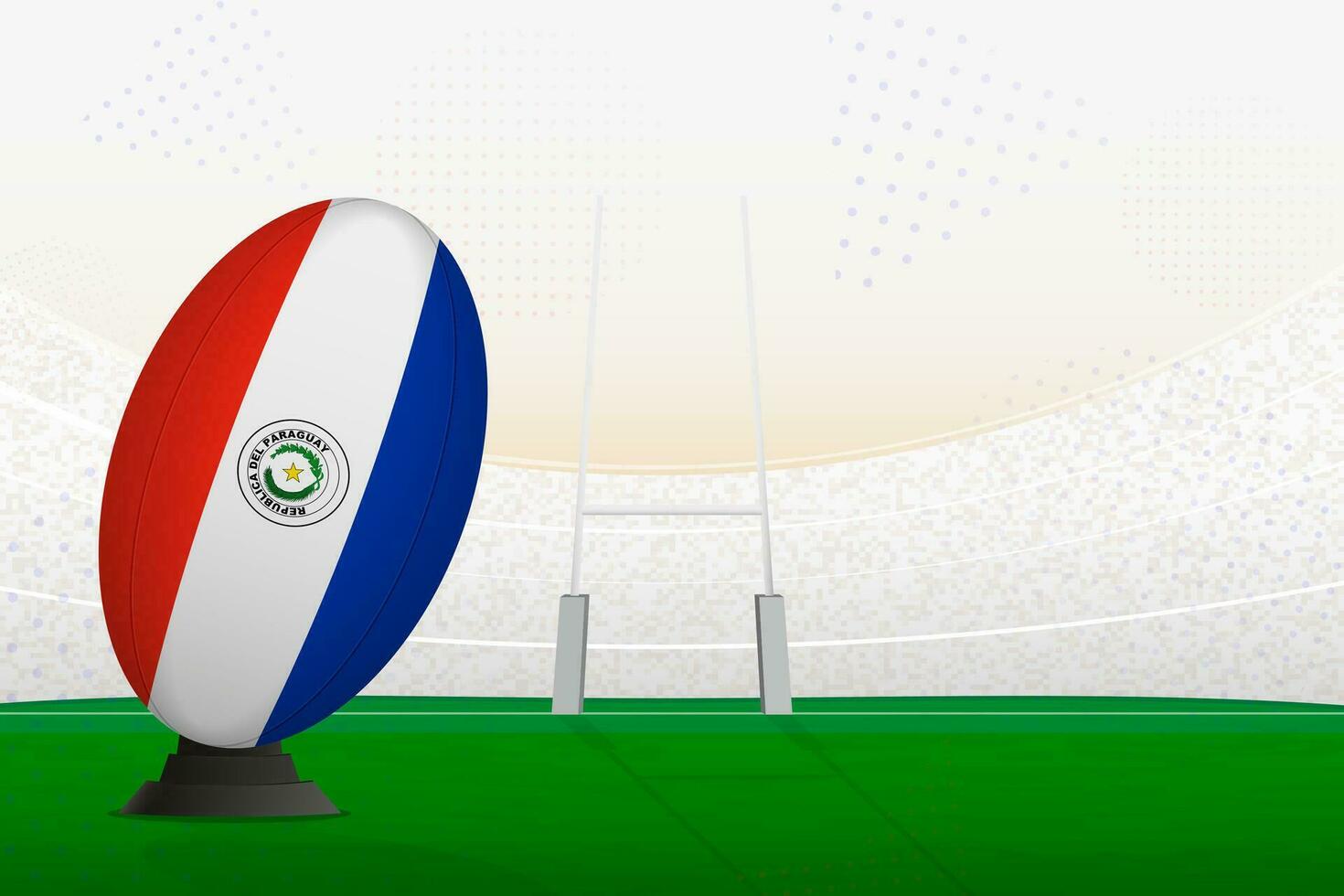 paraguay nationale équipe le rugby Balle sur le rugby stade et objectif des postes, en train de préparer pour une peine ou gratuit coup. vecteur