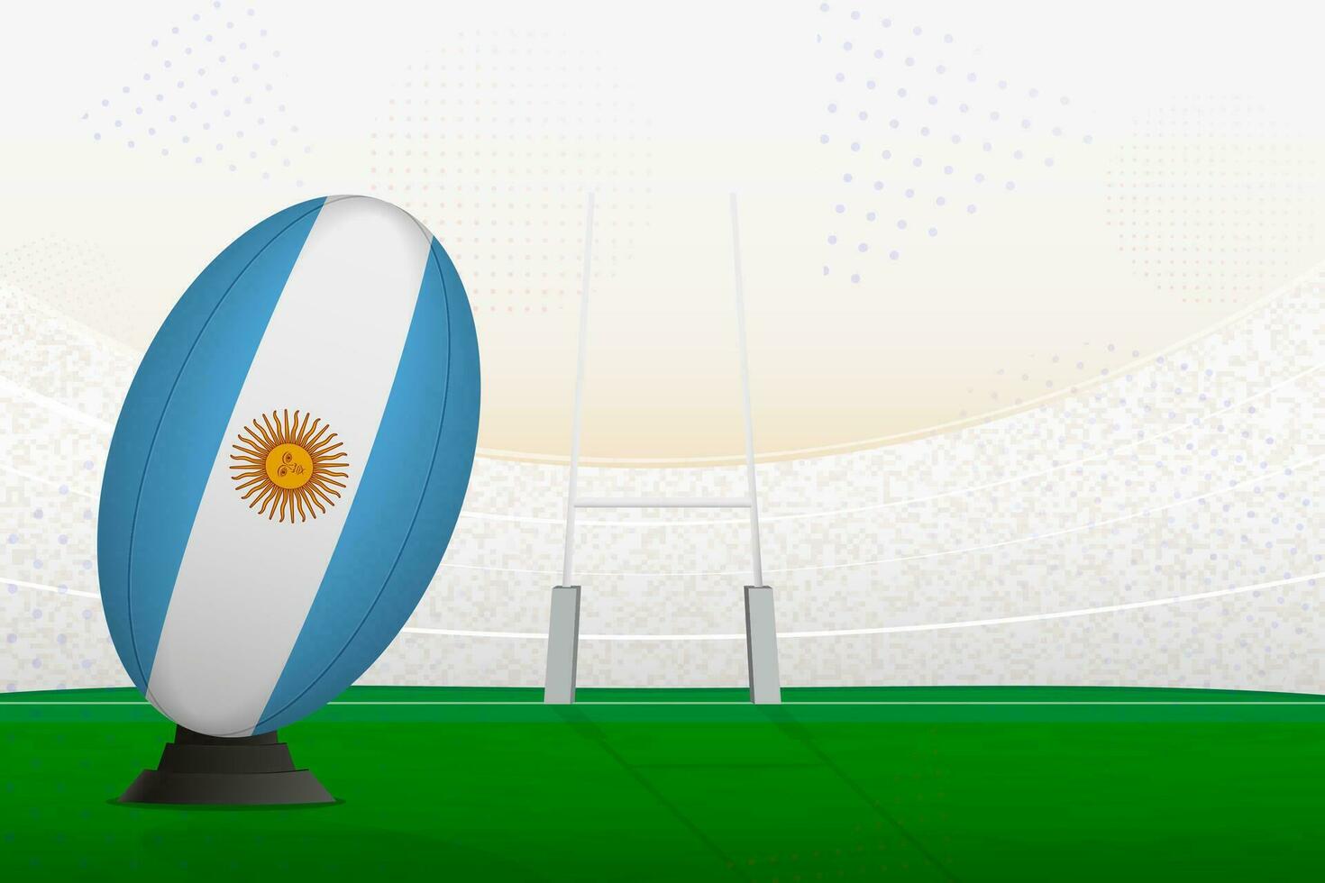 Argentine nationale équipe le rugby Balle sur le rugby stade et objectif des postes, en train de préparer pour une peine ou gratuit coup. vecteur