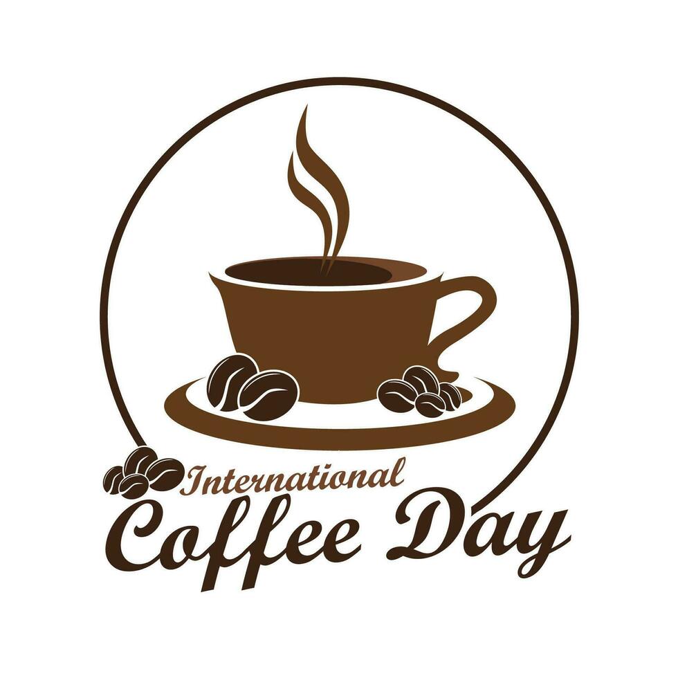 symbole international café jour, avec café et tasses dans cercles adapté pour logos, affiches, salutation cartes, promotions vecteur