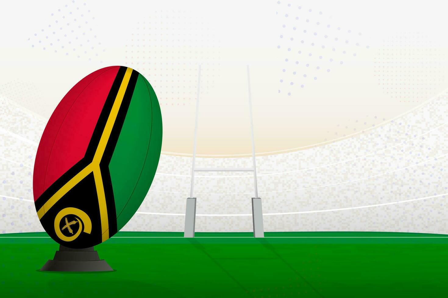 Vanuatu nationale équipe le rugby Balle sur le rugby stade et objectif des postes, en train de préparer pour une peine ou gratuit coup. vecteur