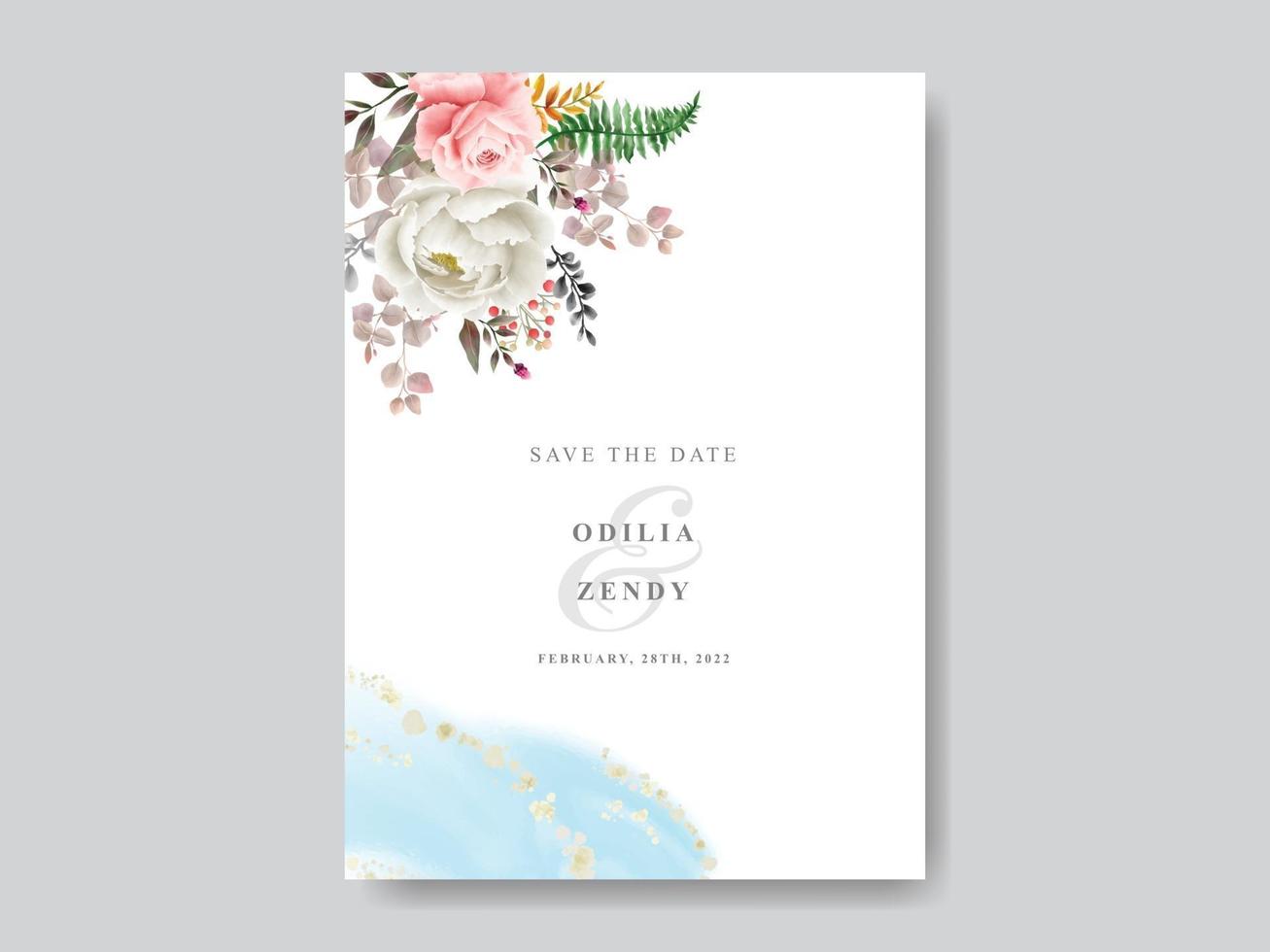 carte d'invitation de mariage floral romantique vecteur