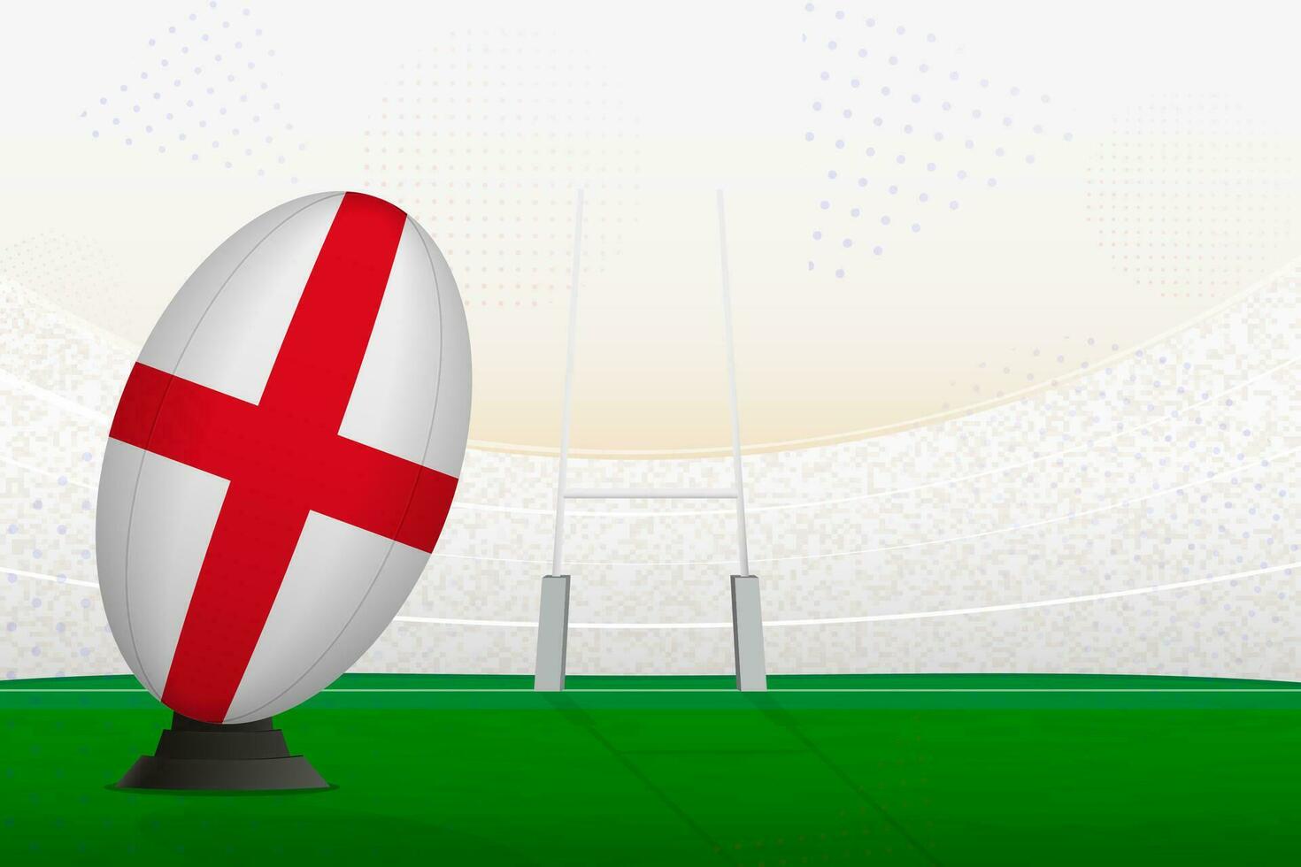 Angleterre nationale équipe le rugby Balle sur le rugby stade et objectif des postes, en train de préparer pour une peine ou gratuit coup. vecteur