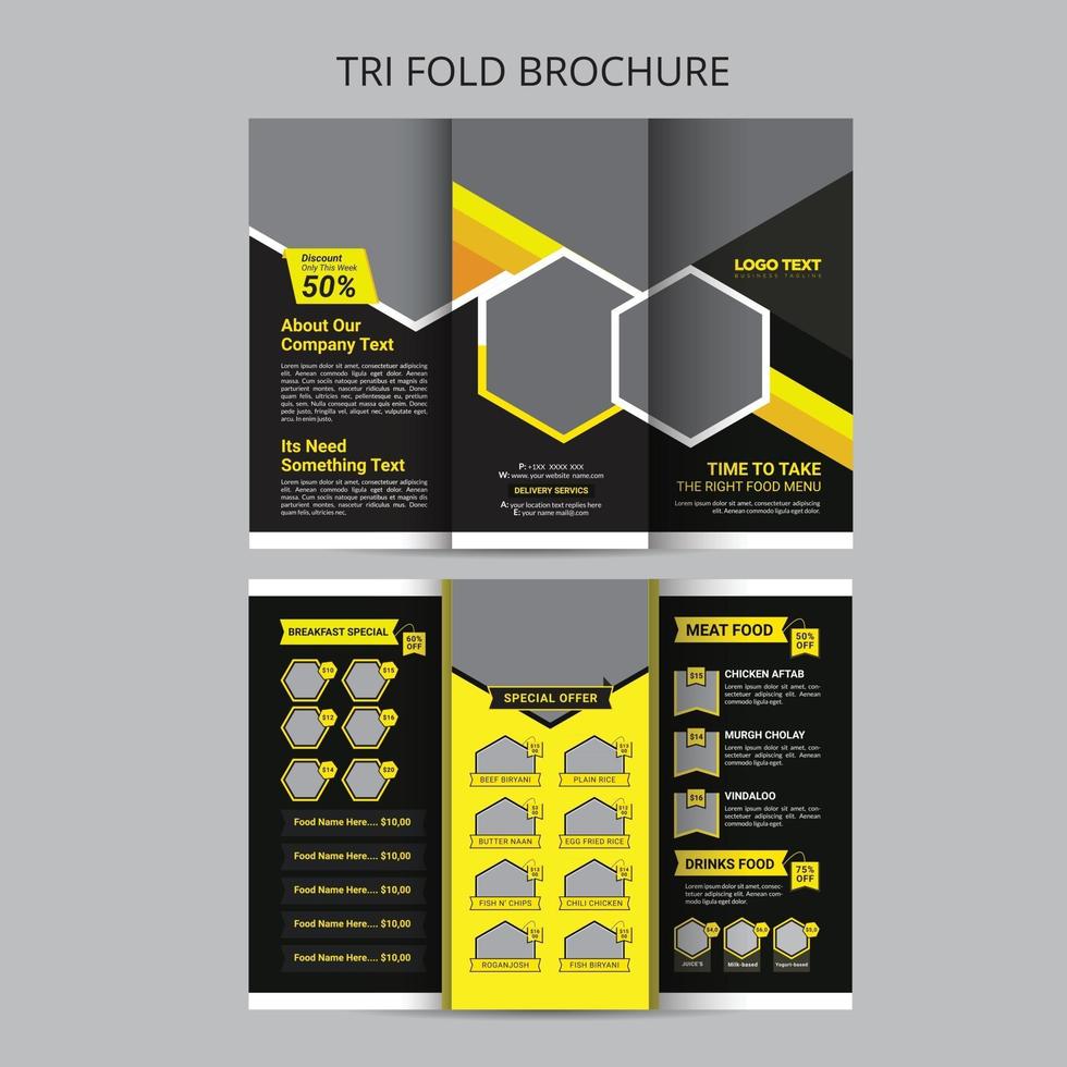 modèle de conception de brochure de menu de nourriture de restaurant à trois volets vecteur