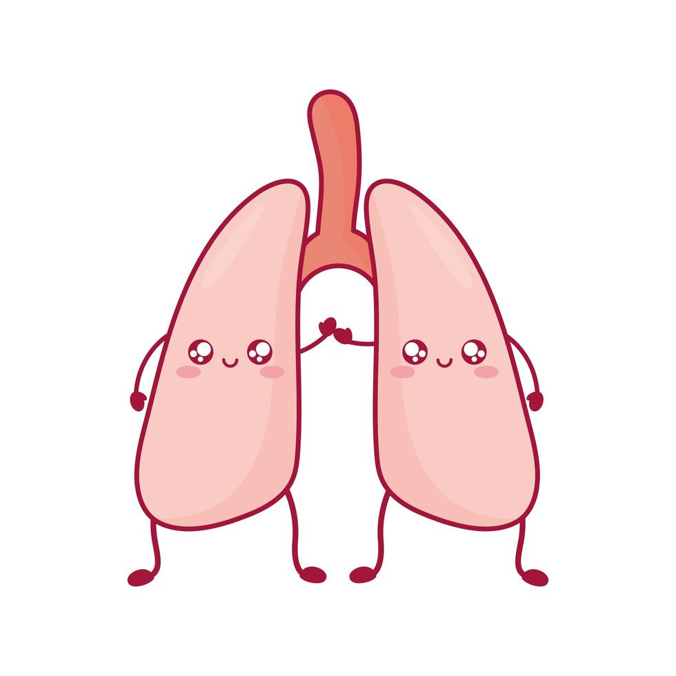 icônes de poumons mignons vecteur