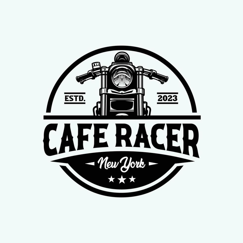 café coureur cercle emblème badge logo vecteur isolé dans blanc Contexte. meilleur pour moto garage et mécanicien logo