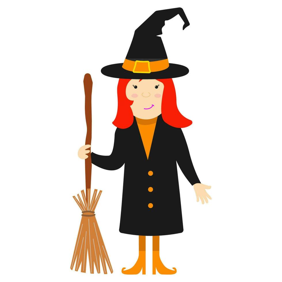 sorcière Halloween sorcière peu sorcière. élément pour conception, impressions et salutation cartes. Halloween série. vecteur