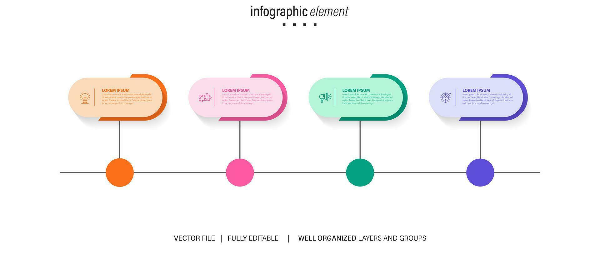 moderne 3d infographie modèle avec 4 pas. affaires cercle modèle avec les options pour brochure, diagramme, flux de travail, calendrier, la toile conception. vecteur eps dix