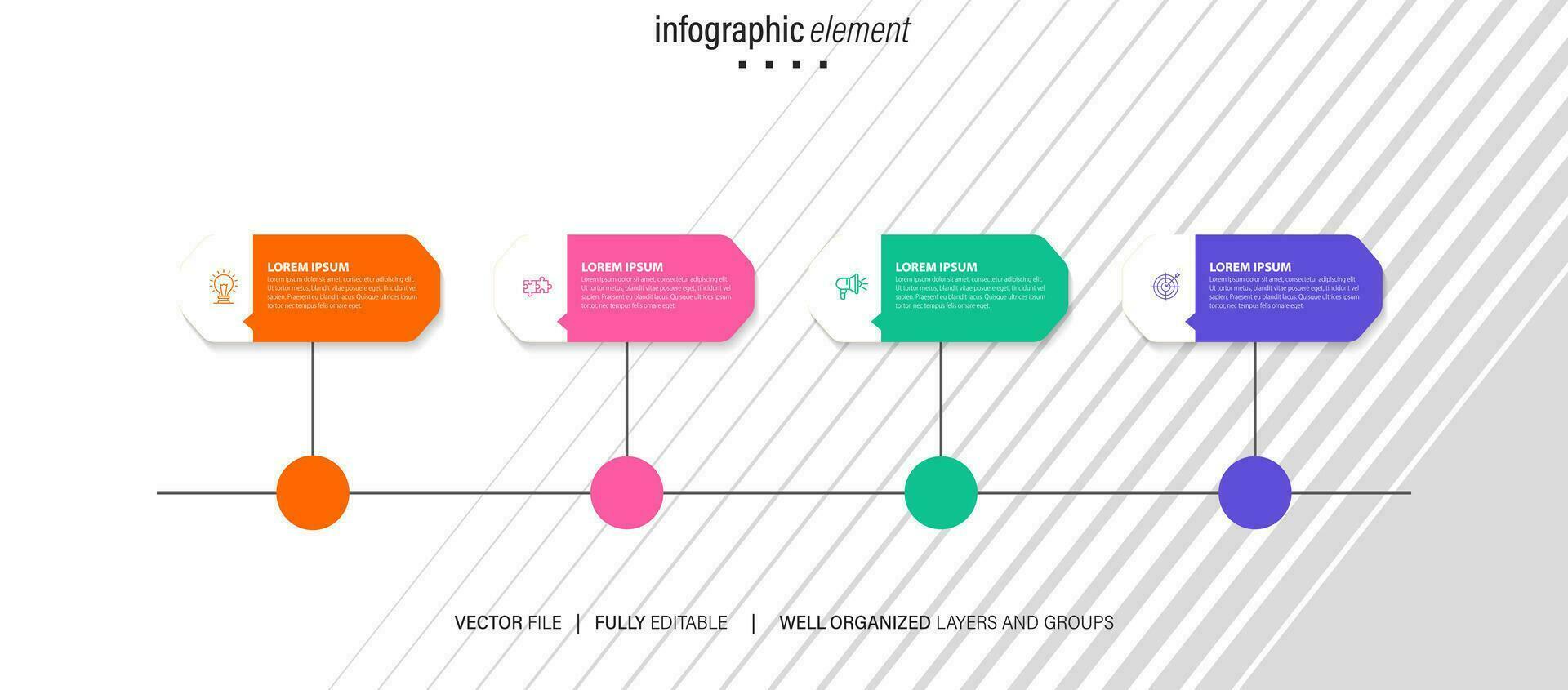 circulaire disposition diagramme avec 4 liste de pas, circulaire disposition diagramme infographie élément modèle vecteur