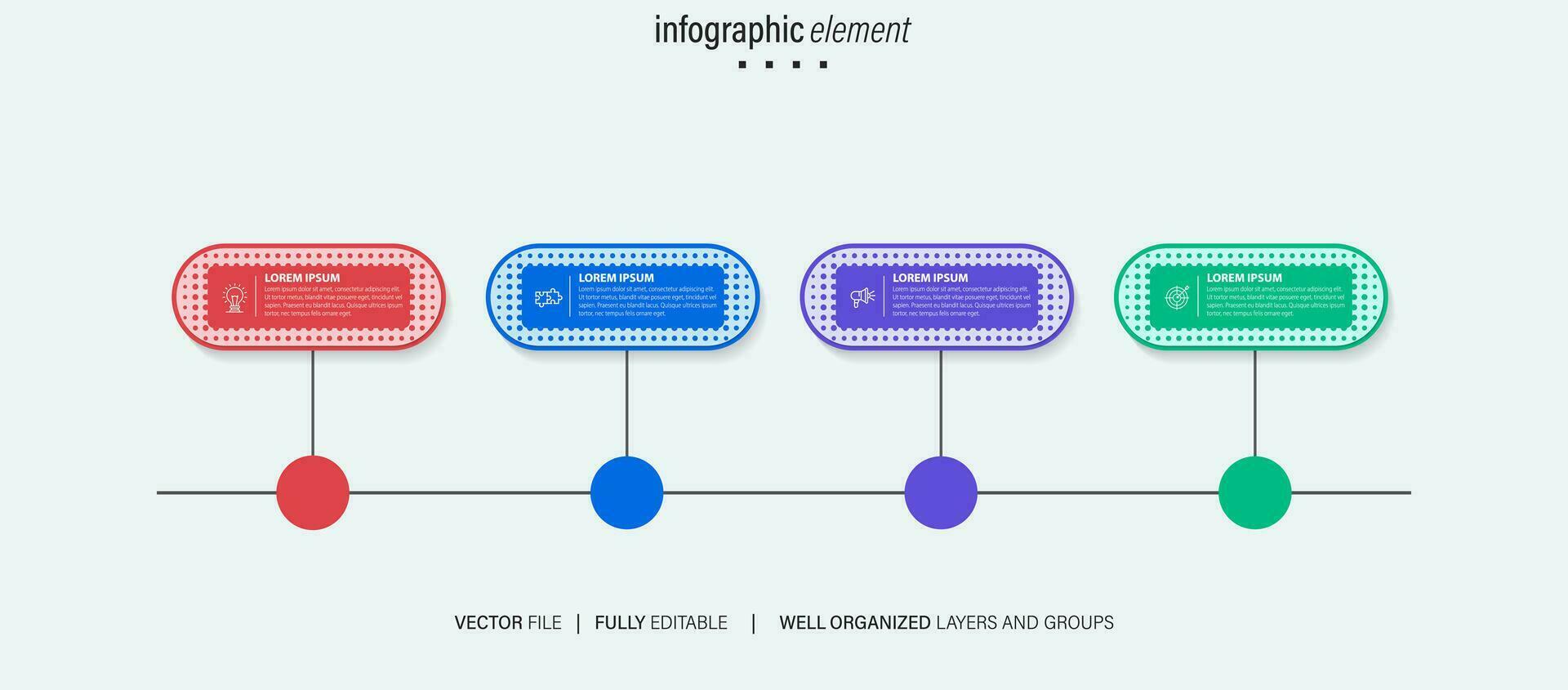 modèle d'infographie vectorielle avec étiquette en papier 3d, cercles intégrés. concept d'entreprise avec 4 options. pour le contenu, le diagramme, l'organigramme, les étapes, les pièces, l'infographie de la chronologie, le flux de travail, le graphique. vecteur