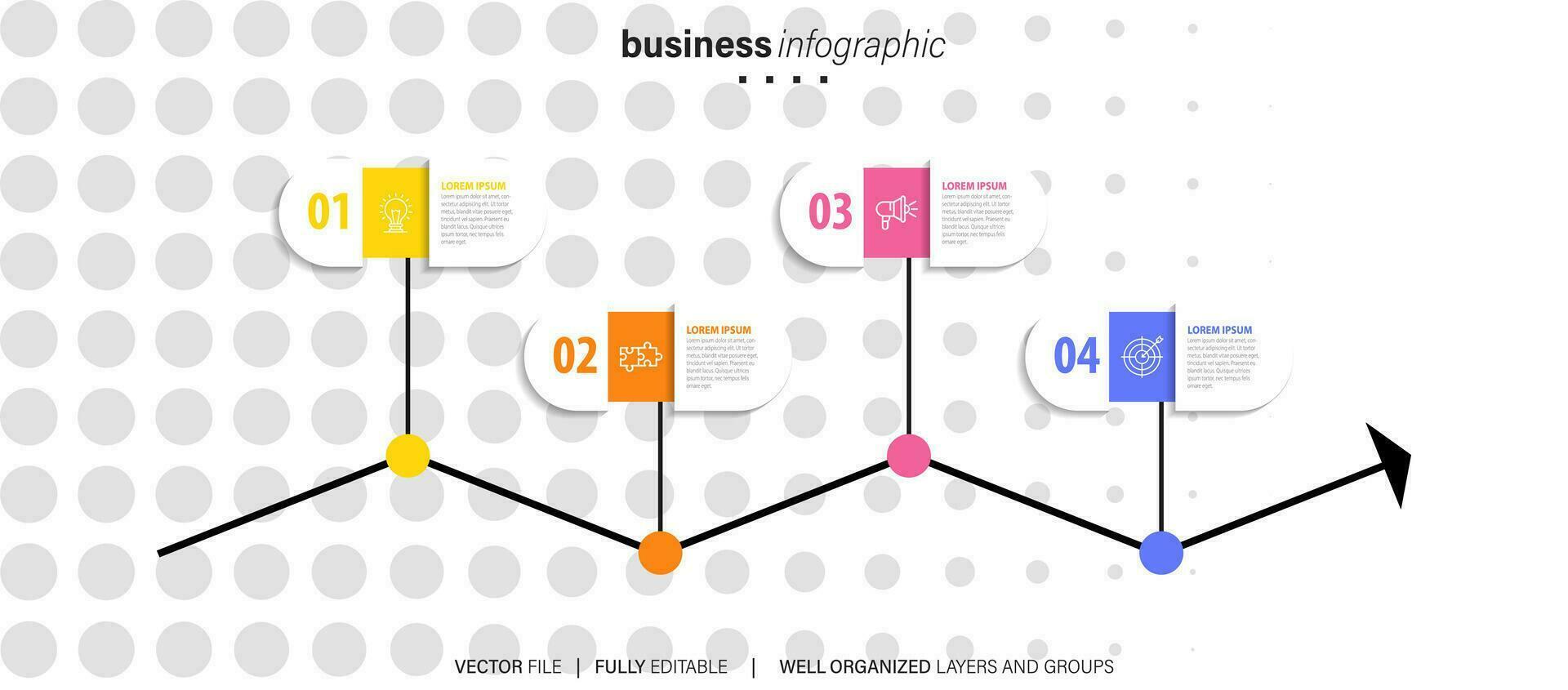 vecteur infographie 3d longue cercle étiqueter, infographie avec nombre 4 les options processus.