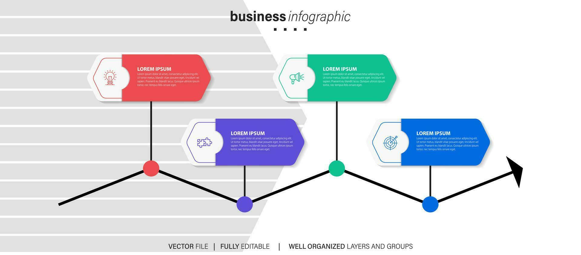 modèle d'infographie vectorielle avec étiquette en papier 3d, cercles intégrés. concept d'entreprise avec 4 options. pour le contenu, le diagramme, l'organigramme, les étapes, les pièces, l'infographie de la chronologie, le flux de travail, le graphique. vecteur