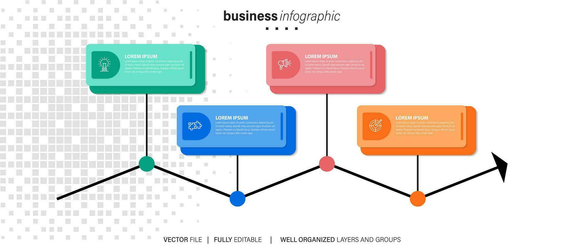 affaires infographie élément avec 4 choix, pas, nombre vecteur modèle conception