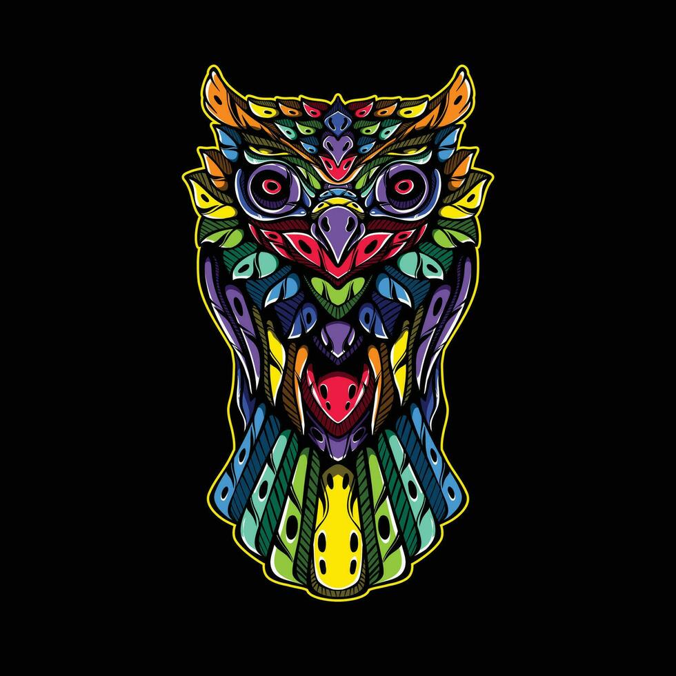 plein Couleur hibou ouvrages d'art illuatration vecteur