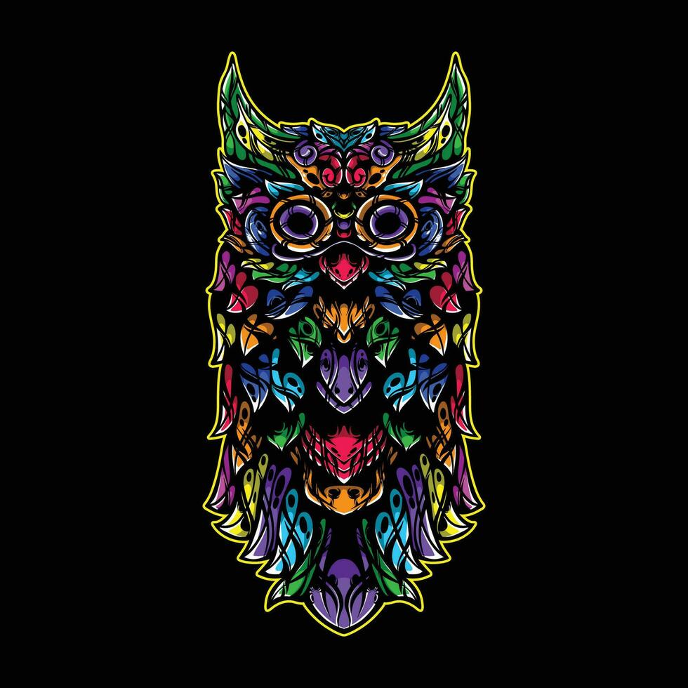 plein Couleur hibou ouvrages d'art illuatration vecteur