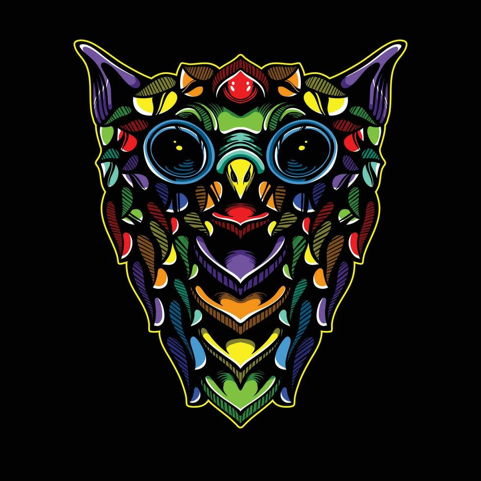 plein Couleur hibou ouvrages d'art illuatration vecteur