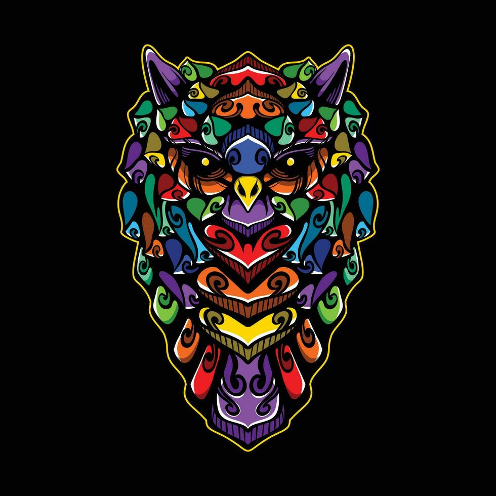 plein Couleur hibou ouvrages d'art illuatration vecteur