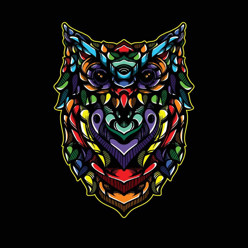 plein Couleur hibou ouvrages d'art illuatration vecteur