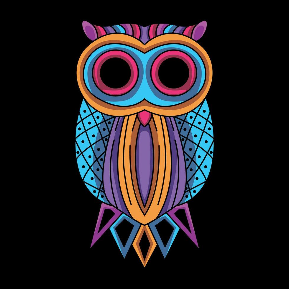 lueur néon hibou ouvrages d'art illustration vecteur