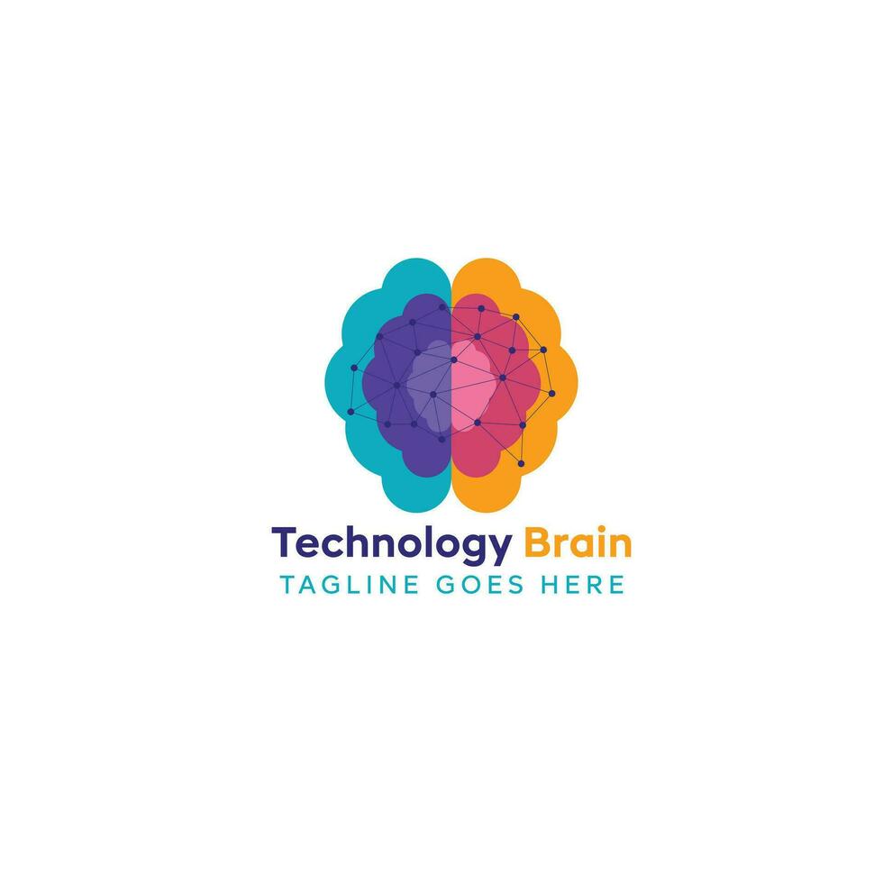 cerveau logo avec La technologie conception vecteur