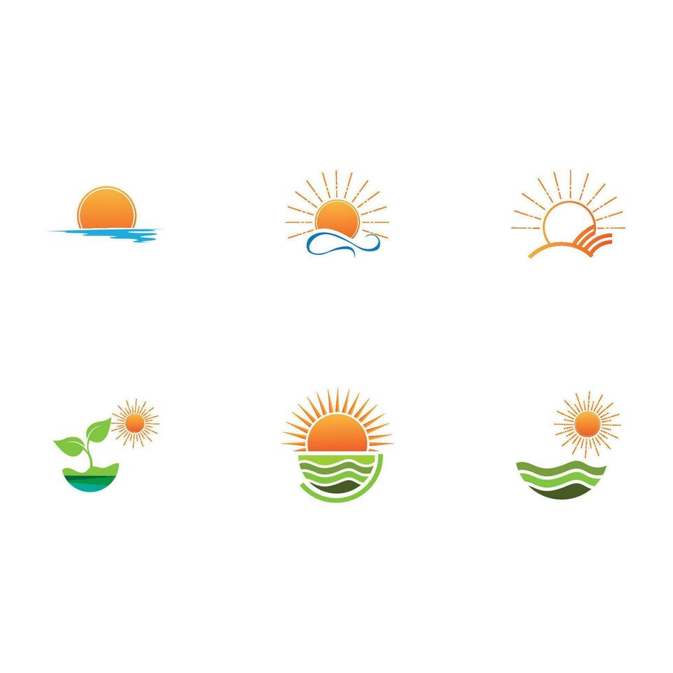 modèle de logo de lever de soleil. modèle de logo d'icône d'illustration vectorielle soleil sur l'horizon vecteur