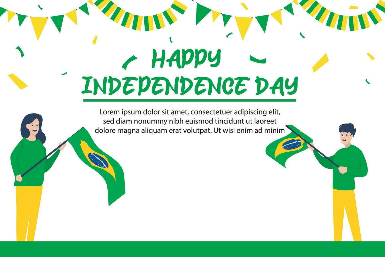 Brésil indépendance journée sept septembre fête vecteur modèle bannière, social médias poste, prospectus ou salutation carte avec Jaune vert thème et drapeau. vecteur illustration