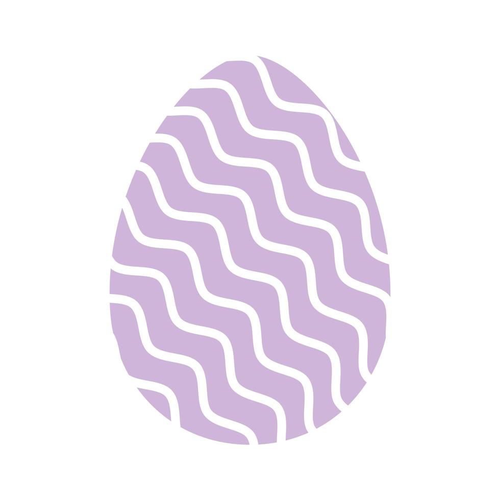 oeuf de pâques avec une couleur violette et des lignes blanches vecteur