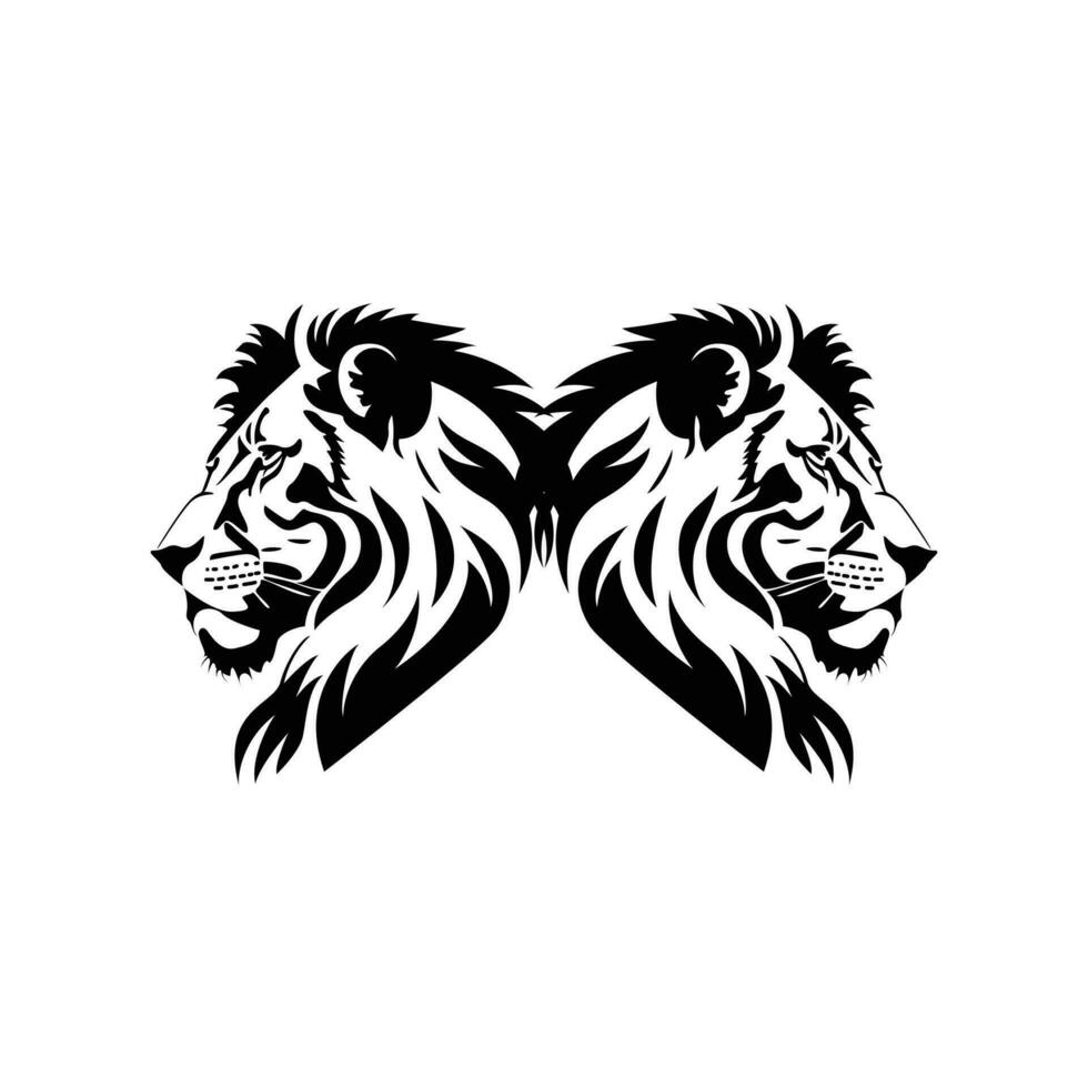 jeu double en colère Lion des sports logo vecteur