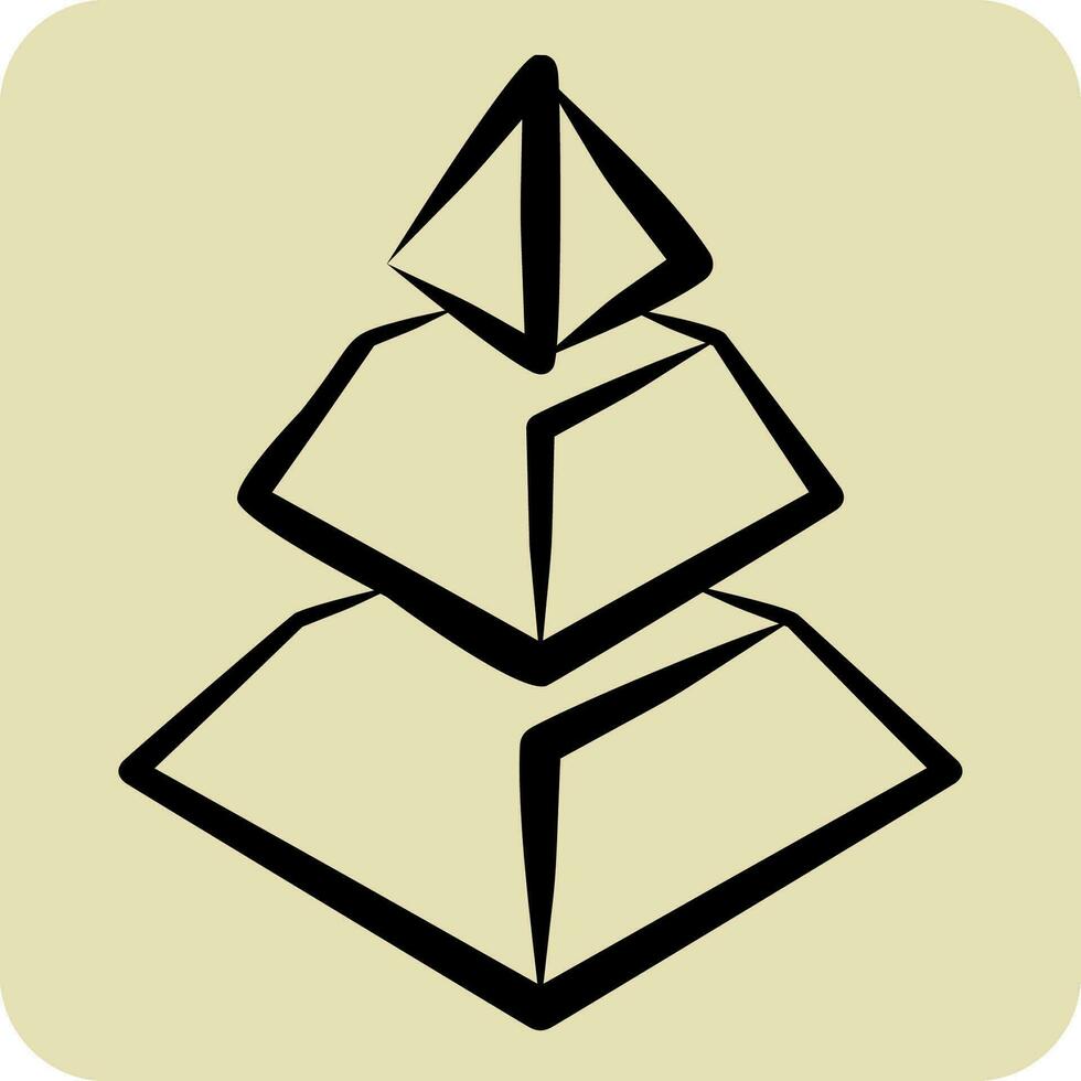 icône pyramide graphique. en relation à 3d visualisation symbole. main tiré style. Facile conception modifiable. Facile illustration vecteur