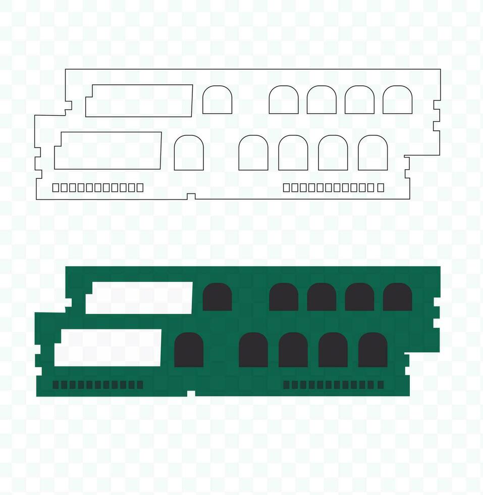 RAM - RAM ordinateur Mémoire ordinateur Matériel agrafe lineart et vecteur déposer.