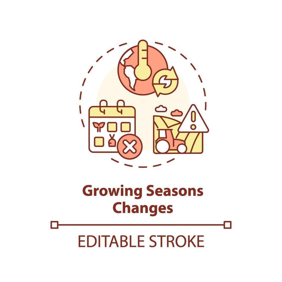 personnalisable croissance saison changements icône représentant thermoflation concept, isolé vecteur, global chauffage impact linéaire illustration. vecteur