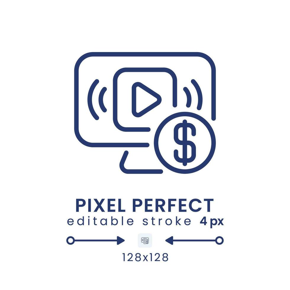 diffusion abonnement des plans linéaire bureau icône. prime contenu. Sans publicité visualisation. pixel parfait 128x128, contour 4px. interface graphique, ux conception. isolé utilisateur interface élément pour site Internet. modifiable accident vasculaire cérébral vecteur